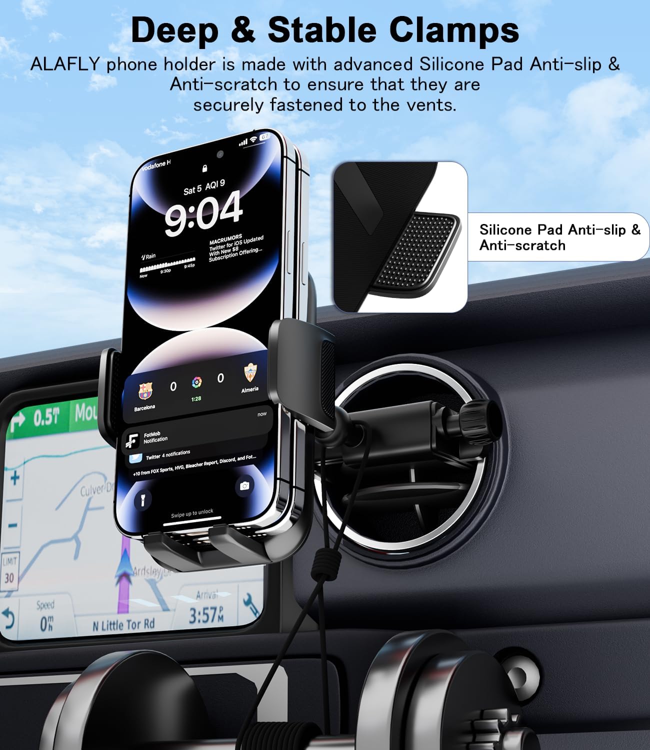 b0f2hp13km 2 Round Vent Car Phone Holder for Jeep Wrangler JL(2018-2025) Gradiator (2020-2024) Compass (2009-2016) [Thick Case Friend