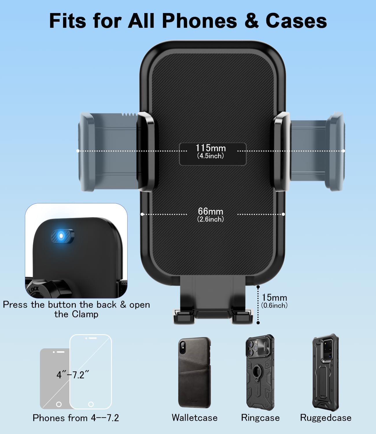 b0f2hp13km 8 Round Vent Car Phone Holder for Jeep Wrangler JL(2018-2025) Gradiator (2020-2024) Compass (2009-2016) [Thick Case Friend