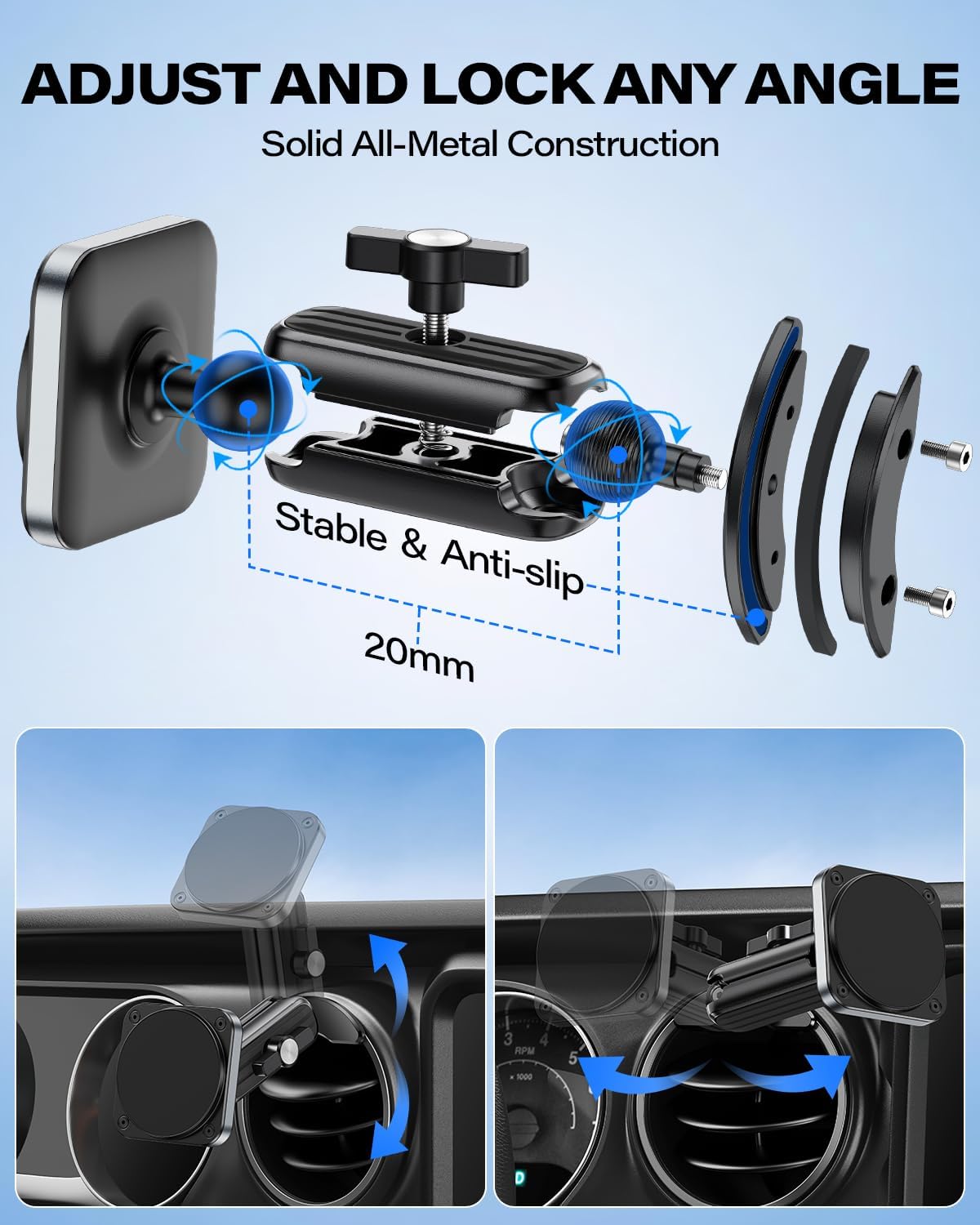 b0fsk15b5l 4 Phone Mount for Jeep Wrangler JL 2018-2023 & Gladiator JT 2020-2023